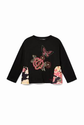 T-shirt met klokkende delen aan de zijkant - BLACK - 13/14