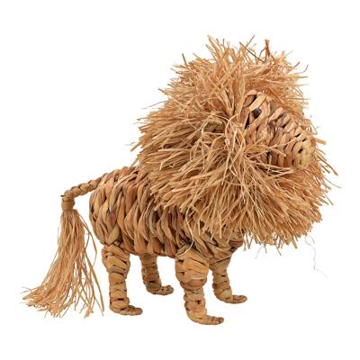 Leeuw van waterhyacint, metaal naturel (B/H/D) 47x40x15cm