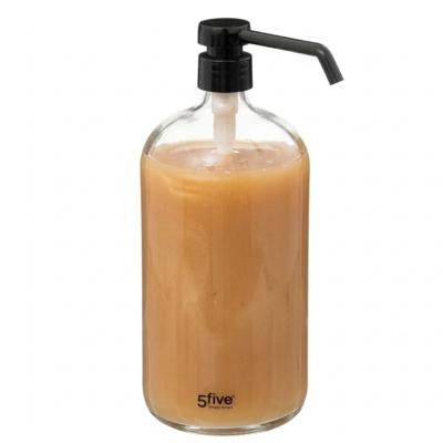 5Five Zeeppompje / dispenser - glas - transparant - 900 ml - navulbaar - badkamer - keuken