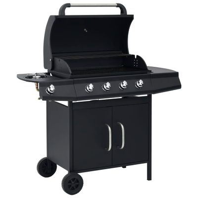 VidaXL Gasbarbecue 4+1 kookzone staal zwart