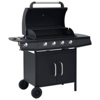 VidaXL Gasbarbecue 4+1 kookzone staal zwart VidaXL Gasbarbecue 4+1 kookzone staal zwart