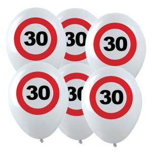 Verjaardagfeest leeftijd ballon - 30 jaar - 36x stuks - thema leeftijd stopbord