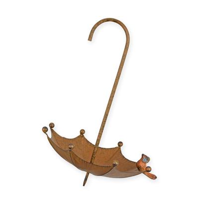 AN UMBRELLA SHAPED BIRD FEEDER
