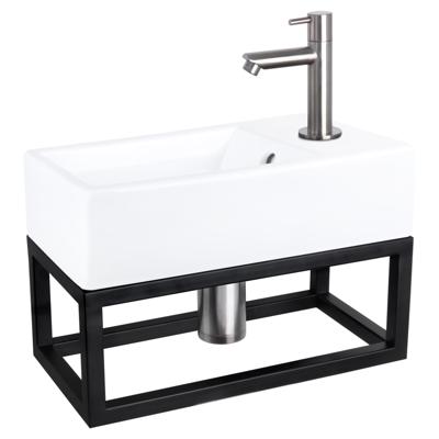 Differnz Force fonteinset keramiek - kraan recht - met handdoekrek - 40 x 22 x 11.5 cm - mat chroom