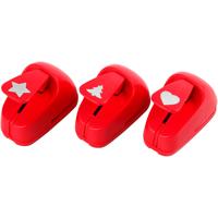 Ponsen, ster, hart, kerstboom, afm 16 mm, rood, 3 stuk/ 1 set
