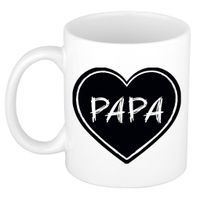 Liefste papa verjaardag cadeau mok - zwart krijtbord hartje - 300 ml - Keramiek - vaderdag