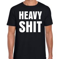 Heavy shit fun tekst t-shirt zwart heren - thumbnail