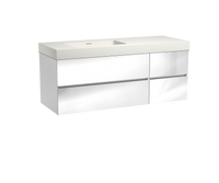 Storke Edge zwevend badmeubel 140 x 52 cm hoogglans wit met Mata High asymmetrisch linkse wastafel in mat witte solid surface - thumbnail