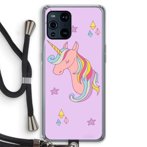 Roze eenhoorn: Oppo Find X3 Pro Transparant Hoesje met koord