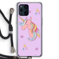 Roze eenhoorn: Oppo Find X3 Pro Transparant Hoesje met koord