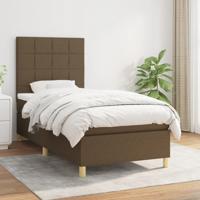 Boxspring met matras stof donkerbruin 90x190 cm