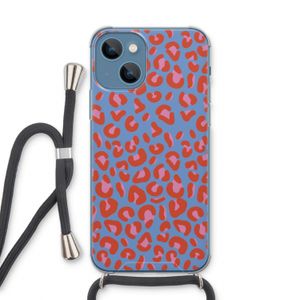 Leopard blue: iPhone 13 Transparant Hoesje met koord