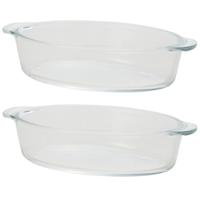 Mini ovenschaal - 8x - transparant - 400 ml - 20 x 11 x 5 cm - glas - Ovaal