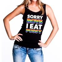 Sorry boys i eat pussy gaypride tanktop/mouwloos shirt zwart voo XL  -