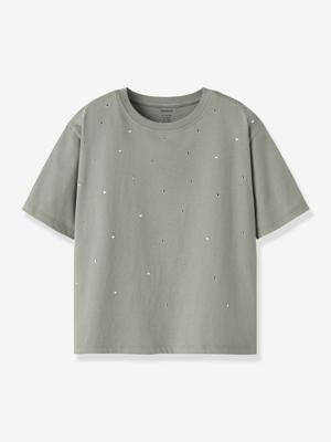 T-shirt met strass en boxy pasvorm voor meisjes NAME IT grijs