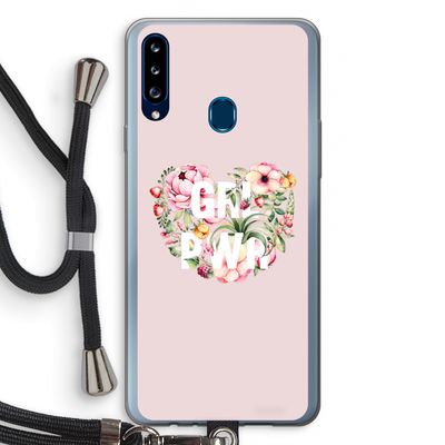 GRL PWR Flower: Samsung Galaxy A20s Transparant Hoesje met koord