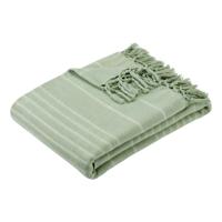 Atmosphera Plaid - salie groen - 230 x 250 cm - katoen - met franjes - kleed - dekentje