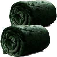 Fleece dekens/plaids Bailey 2 stuks 130 x 180 cm - donker groen - thumbnail