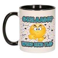 Bellatio Decorations Geslaagd cadeau mok - zwart - Geslaagd? Werd eens tijd - Ca. 300 ml   -