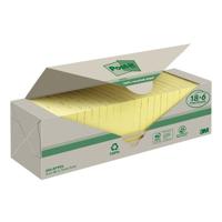 Memoblok 3m post-it 654 76x76mm recycle geel 18+6 | 6 stuks