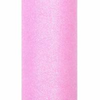 Glitter tule stof - roze - 15 x 900 cm - hobbyartikelen/knutselspullen - gaatjesstof