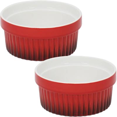Excellent Houseware Creme brulee schaaltjes - 10x stuks - rood - D11 cm - porselein - Tapas