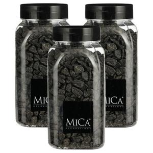Mica Decorations Decoratie/hobby mini steentjes - 3x - donkergrijs - 650 ml potje - 5 - 8 mm korrels