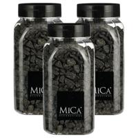 Mica Decorations Decoratie/hobby mini steentjes - 3x - donkergrijs - 650 ml potje - 5 - 8 mm korrels