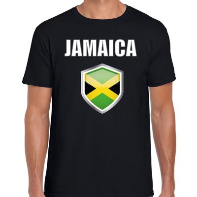 Jamaica vlag thema landen t-shirt - zwart - voor heren - Supporters kleding - korte mouwen