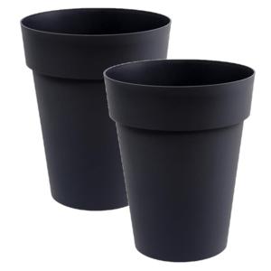 2x eda toscane bloempot - kunststof - antraciet - d44 x h53 cm - binnen- en buitenshuis
