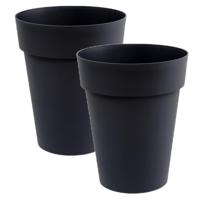 2x eda toscane bloempot - kunststof - antraciet - d44 x h53 cm - binnen- en buitenshuis