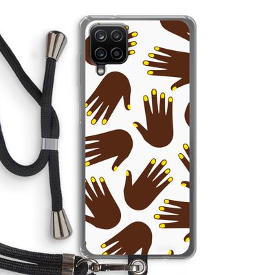 Hands dark: Samsung Galaxy A12 Transparant Hoesje met koord