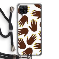 Hands dark: Samsung Galaxy A12 Transparant Hoesje met koord