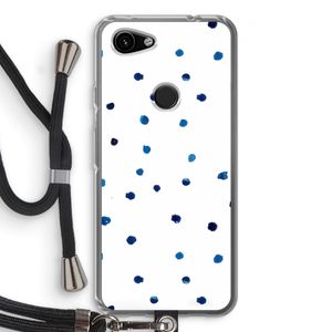 Blauwe stippen: Pixel 3a Transparant Hoesje met koord