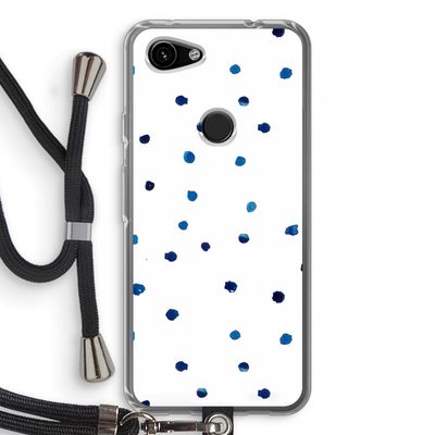 Blauwe stippen: Pixel 3a Transparant Hoesje met koord