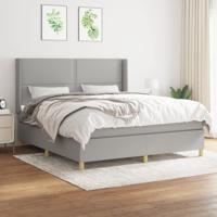 Boxspring met matras stof lichtgrijs 180x200 cm