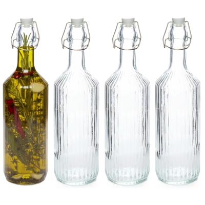 Secret de Gourmet Beugelfles / Weckfles - 4x - transparant glas - luchtdicht - 1 liter - waterfles Secret de Gourmet Beugelfles / Weckfles - 4x - transparant glas - luchtdicht - 1 liter - waterfles