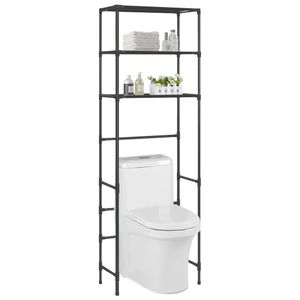 Opbergrek voor boven toilet 3-laags 53x28x169 cm zwart