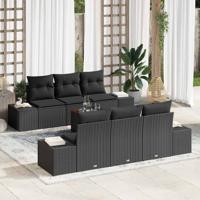 Tuinbankenset met kussen 7 pcs Zwart poly rattan