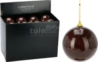 Kerstbal Glitter Bruin Plastic Ø10cm