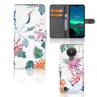 Nokia 1.4 | Telefoonhoesje | Met pasjeshouder | Bird Flowers