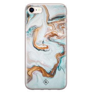 iPhone 8/7 siliconen hoesje - Marmer blauw goud