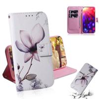 Magnolia bloem patroon gekleurde tekening horizontale Flip lederen case voor Huawei Honor View 20 met houder & card slots & portemonnee