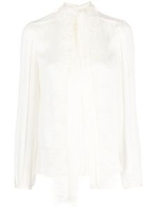 TWINSET layered feather-trim blouse - Tons neutres