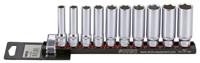 Doppenset 3/8", 6-kant 10-dlg. op rail 201008 Doppenset 3/8", 6-kant 10-dlg. op rail 201008