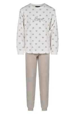 Cocodream fleece pyjama kind meisjes - Love - Warme pyjama maat 128 - Fleece pyjama kind