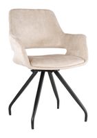 Livingfurn Draaibare Eetkamerstoel 'Capp' Velvet, kleur Beige