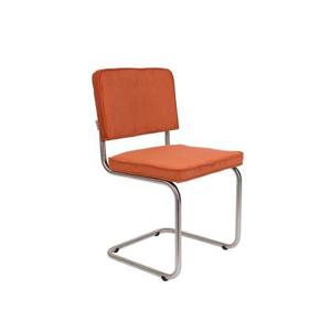 Zuiver Ridge Rib Brushed Eetkamerstoelen Oranje - Set van 2