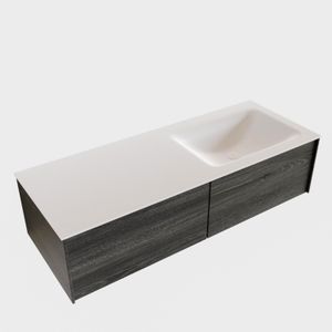 Badkamermeubel BWS Madrid Antraciet 120x45x30 cm Mat Witte Solid Surface Wastafel Rechts (2 lades, 1 kraangat)