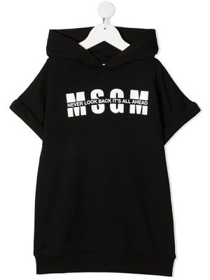 MSGM Kids robe-sweat à logo imprimé - Noir